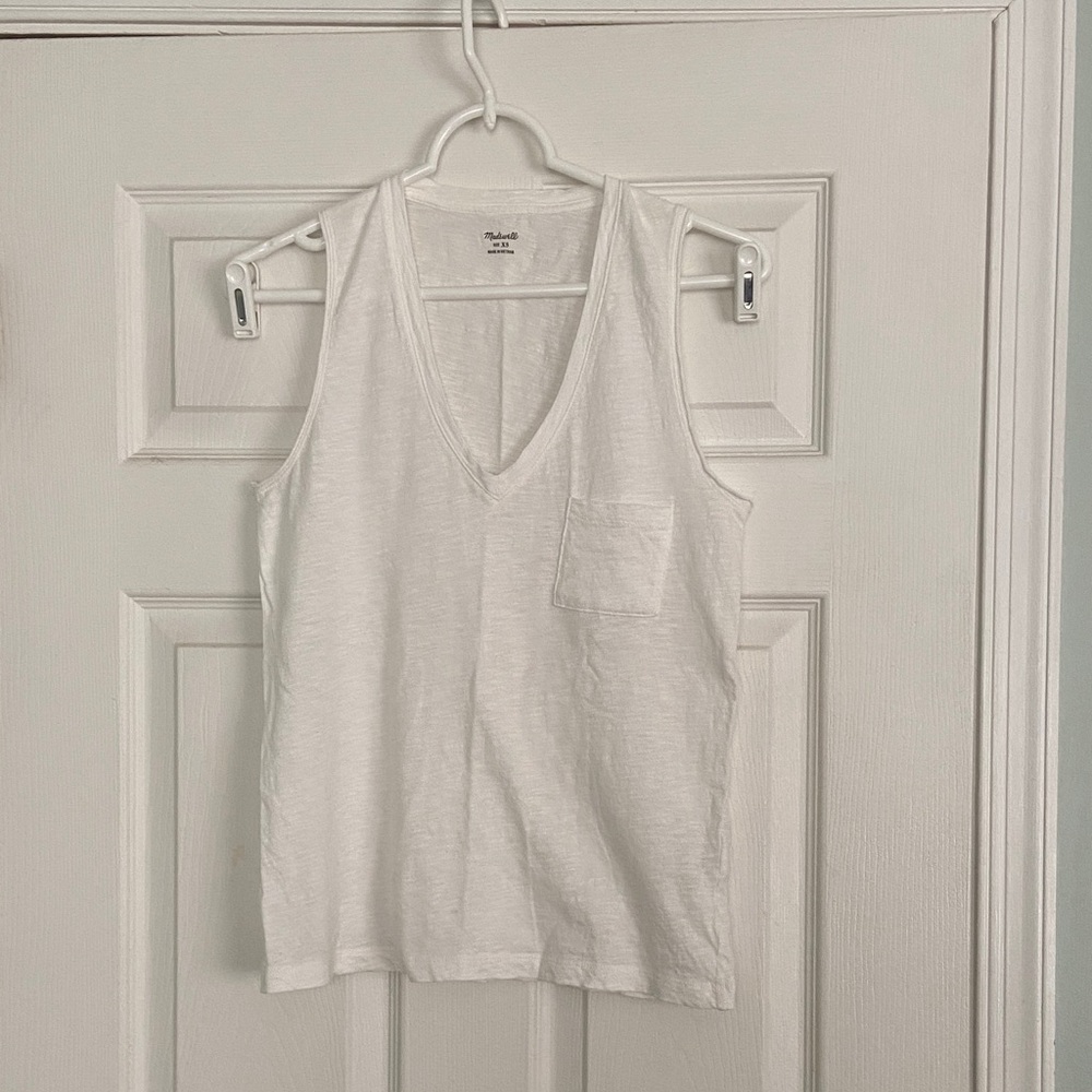 Madewell White V-Neck Tank Top